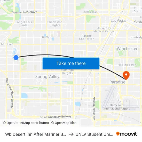 Wb Desert Inn After Mariner Bay to UNLV Student Union map