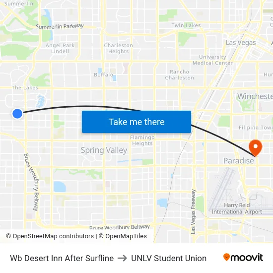 Wb Desert Inn After Surfline to UNLV Student Union map