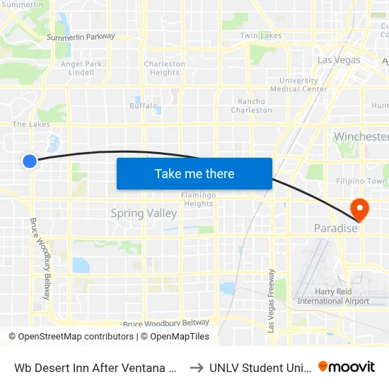 Wb Desert Inn After Ventana Hills to UNLV Student Union map