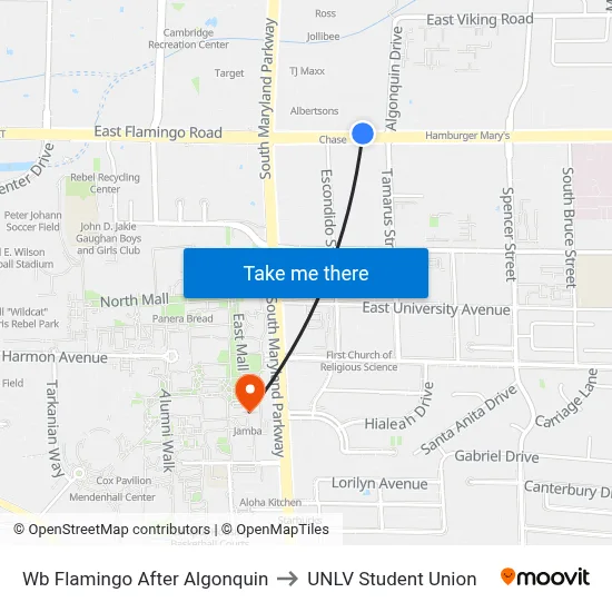 Wb Flamingo After Algonquin to UNLV Student Union map
