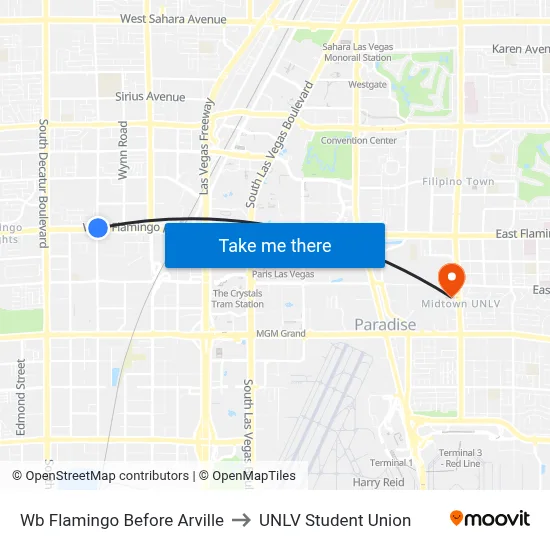 Wb Flamingo Before Arville to UNLV Student Union map