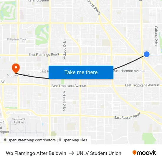 Wb Flamingo After Baldwin to UNLV Student Union map
