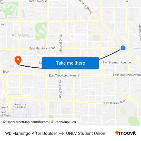 Wb Flamingo After Boulder to UNLV Student Union map