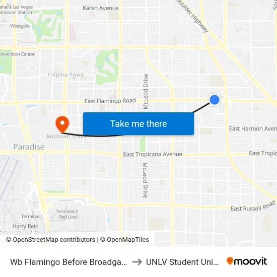 Wb Flamingo Before Broadgate to UNLV Student Union map