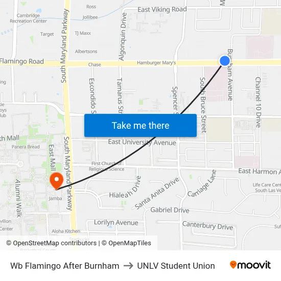 Wb Flamingo After Burnham to UNLV Student Union map