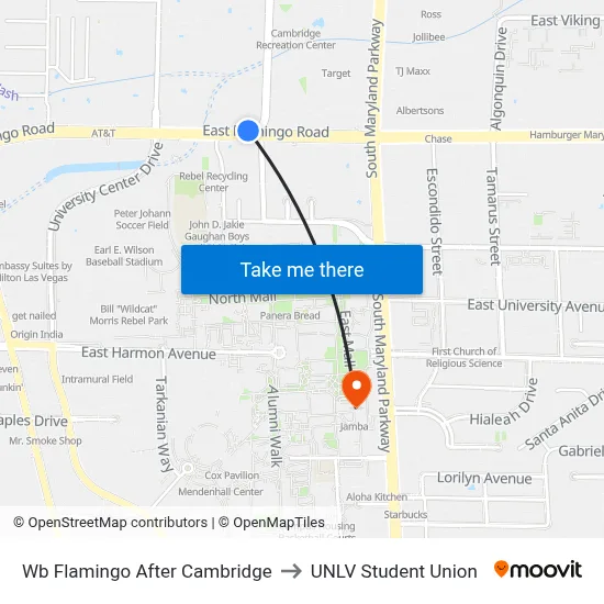 Wb Flamingo After Cambridge to UNLV Student Union map