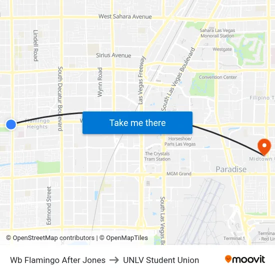 Wb Flamingo After Jones to UNLV Student Union map