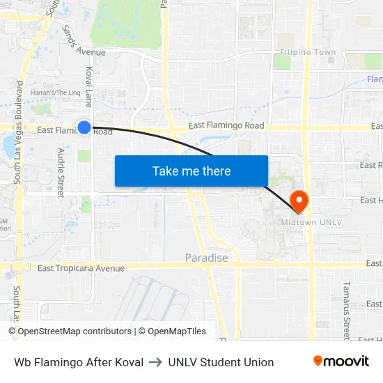 Wb Flamingo After Koval to UNLV Student Union map