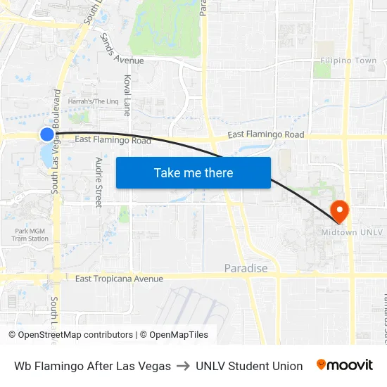 Wb Flamingo After Las Vegas to UNLV Student Union map