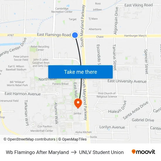 Wb Flamingo After Maryland to UNLV Student Union map