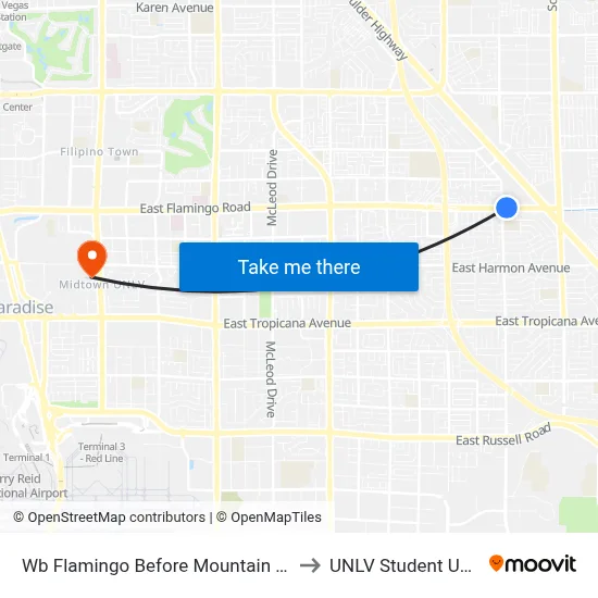 Wb Flamingo Before Mountain Vista to UNLV Student Union map
