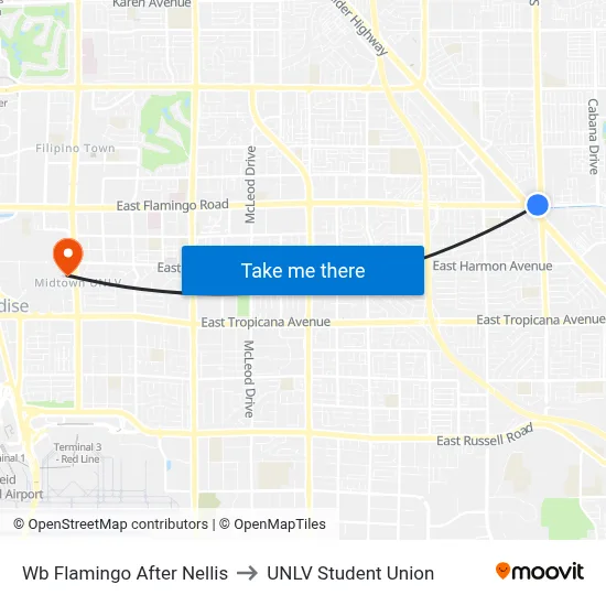 Wb Flamingo After Nellis to UNLV Student Union map