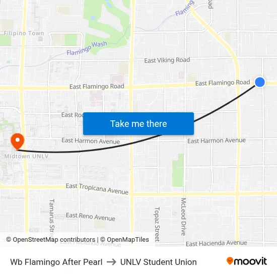 Wb Flamingo After Pearl to UNLV Student Union map