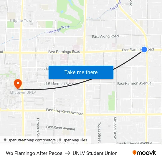 Wb Flamingo After Pecos to UNLV Student Union map