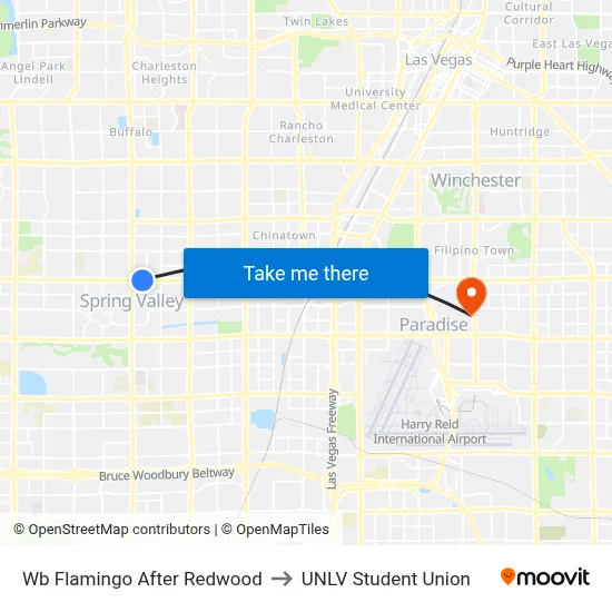 Wb Flamingo After Redwood to UNLV Student Union map