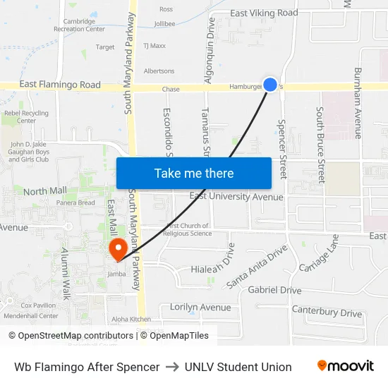 Wb Flamingo After Spencer to UNLV Student Union map