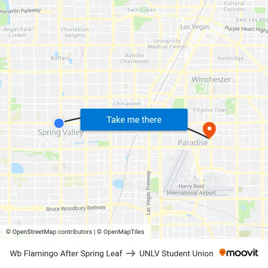 Wb Flamingo After Spring Leaf to UNLV Student Union map