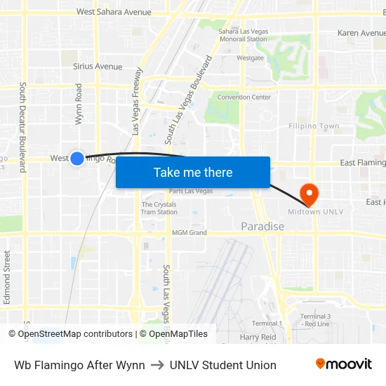 Wb Flamingo After Wynn to UNLV Student Union map