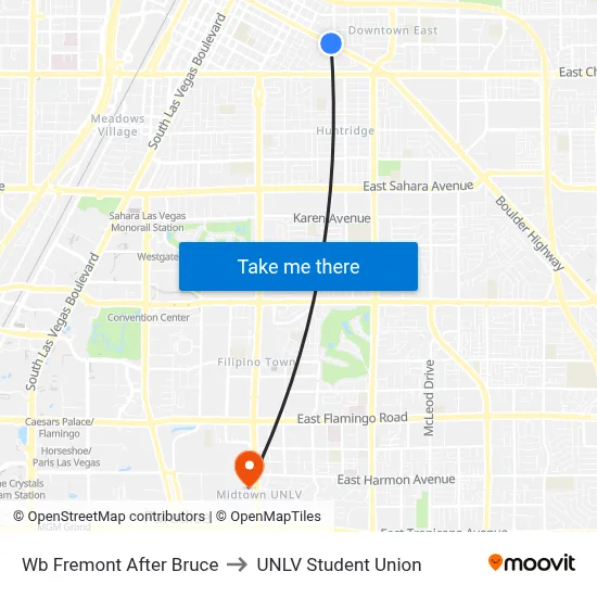 Wb Fremont After Bruce to UNLV Student Union map