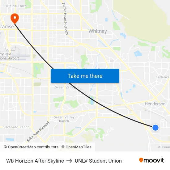 Wb Horizon After Skyline to UNLV Student Union map