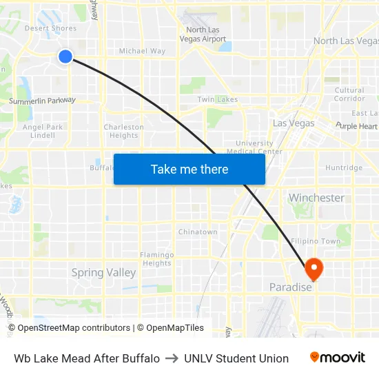 Wb Lake Mead After Buffalo to UNLV Student Union map
