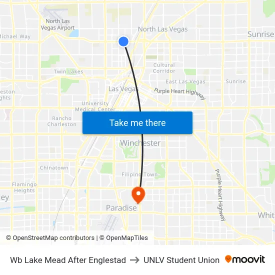 Wb Lake Mead After Englestad to UNLV Student Union map