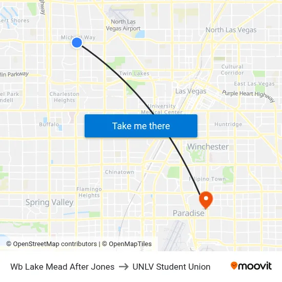 Wb Lake Mead After Jones to UNLV Student Union map