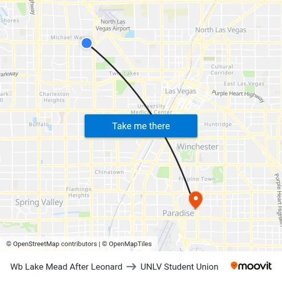 Wb Lake Mead After Leonard to UNLV Student Union map