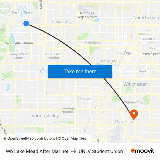 Wb Lake Mead After Mariner to UNLV Student Union map