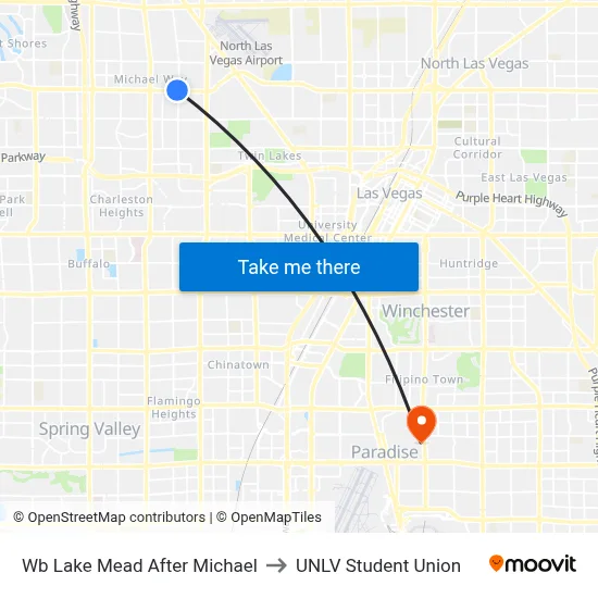 Wb Lake Mead After Michael to UNLV Student Union map