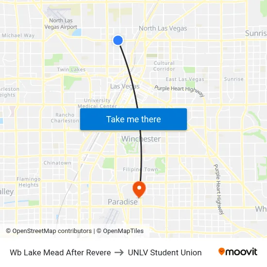 Wb Lake Mead After Revere to UNLV Student Union map