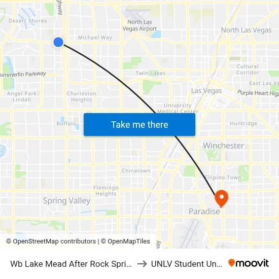 Wb Lake Mead After Rock Springs to UNLV Student Union map
