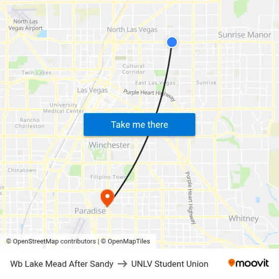 Wb Lake Mead After Sandy to UNLV Student Union map