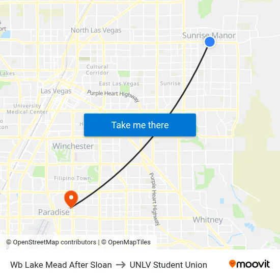 Wb Lake Mead After Sloan to UNLV Student Union map
