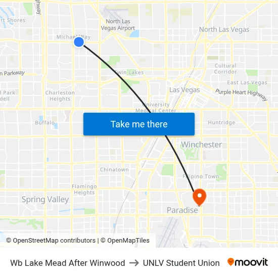 Wb Lake Mead After Winwood to UNLV Student Union map
