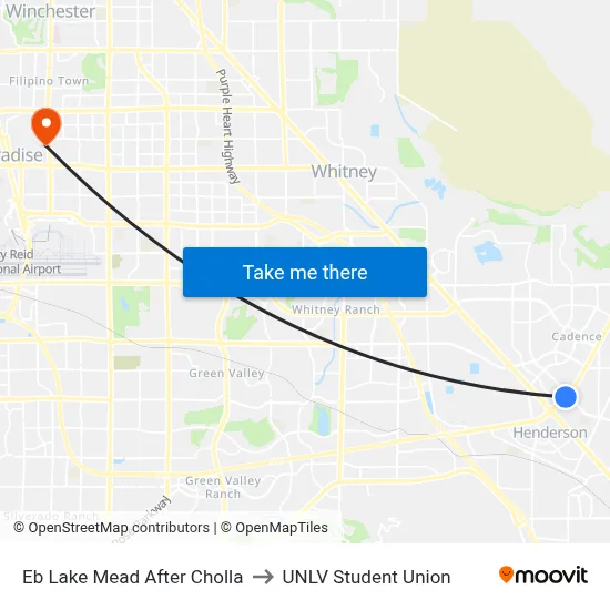 Eb Lake Mead After Cholla to UNLV Student Union map