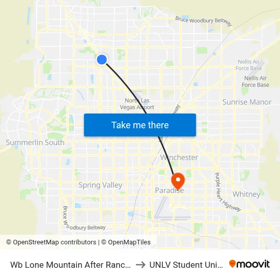Wb Lone Mountain After Rancho to UNLV Student Union map