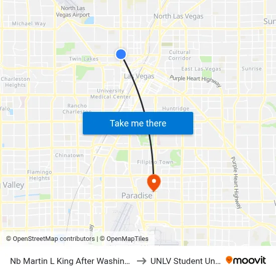 Nb Martin L King After Washington to UNLV Student Union map