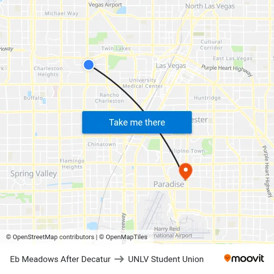 Eb Meadows After Decatur to UNLV Student Union map