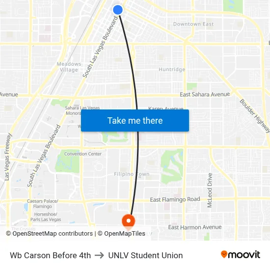 Wb Carson Before 4th to UNLV Student Union map