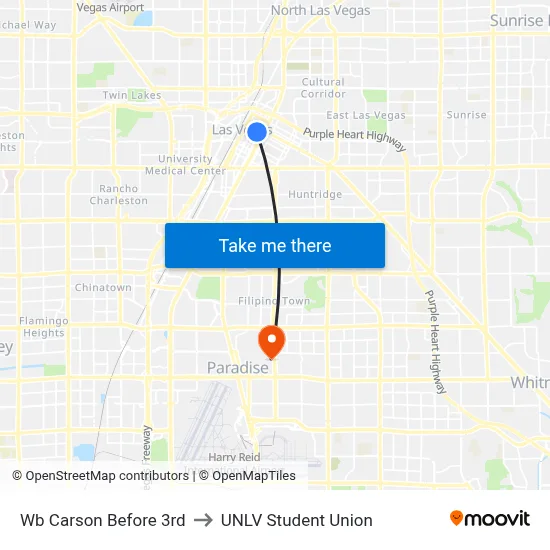 Wb Carson Before 3rd to UNLV Student Union map