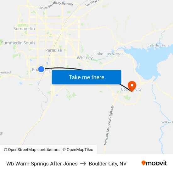 Wb Warm Springs After Jones to Boulder City, NV map