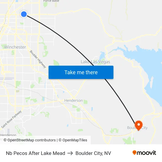 Nb Pecos After Lake Mead to Boulder City, NV map