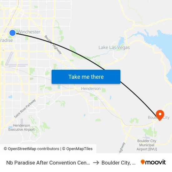 Nb Paradise After Convention Center to Boulder City, NV map