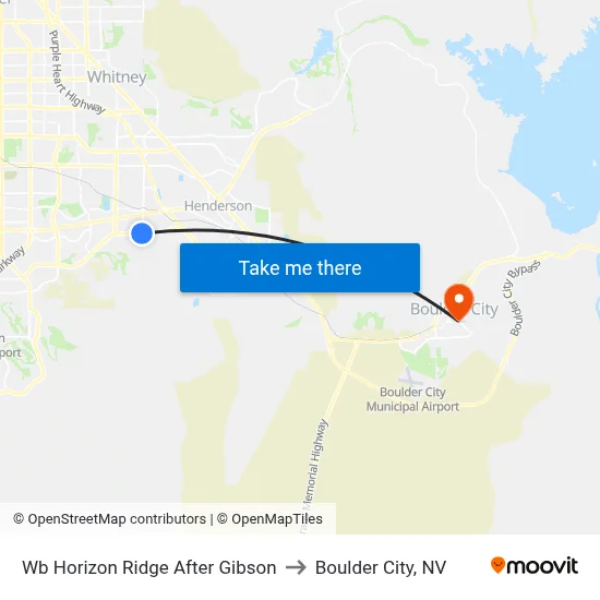 Wb Horizon Ridge After Gibson to Boulder City, NV map