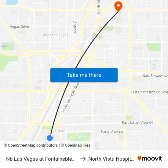 Nb Las Vegas at Fontainebleau to North Vista Hospital map