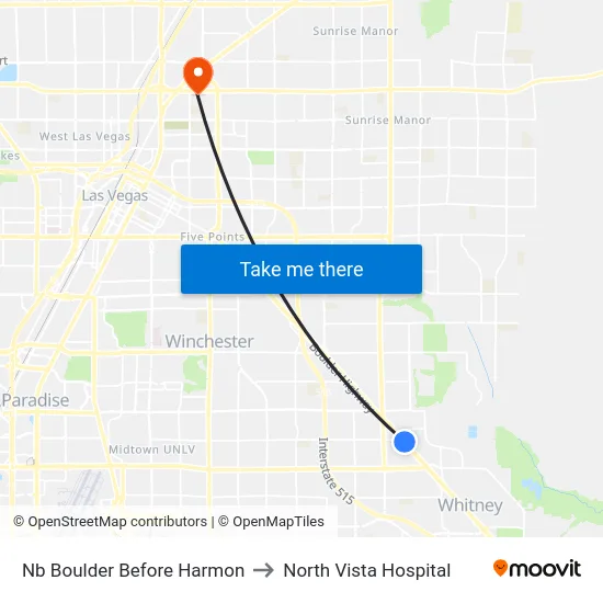 Nb Boulder Before Harmon to North Vista Hospital map