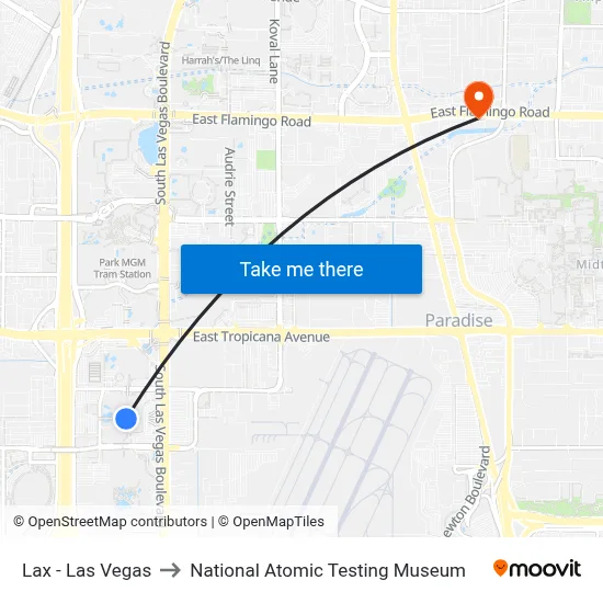Lax - Las Vegas to National Atomic Testing Museum map