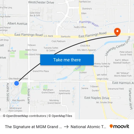 The Signature at MGM Grand - All Suites, Las Vegas to National Atomic Testing Museum map