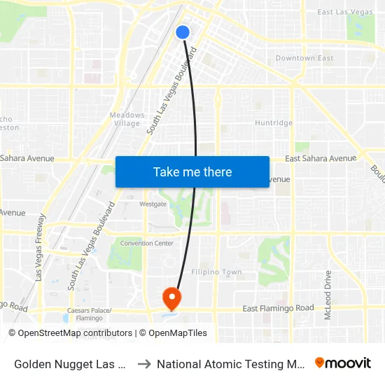 Golden Nugget Las Vegas to National Atomic Testing Museum map